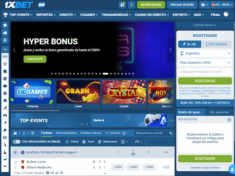 1xbet interfaz